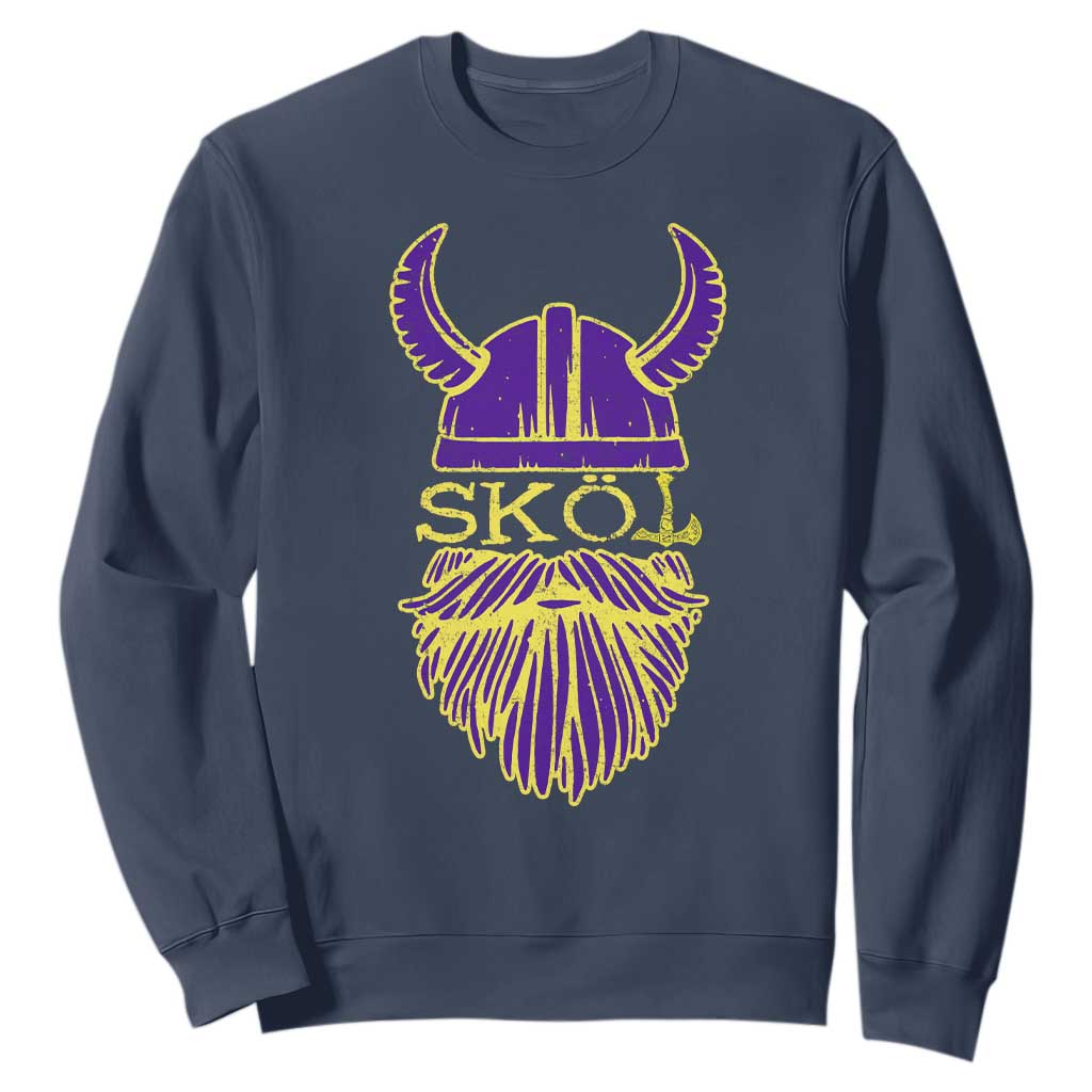 Skol Nordic Scandinavian Warrior Helmet Sweatshirt Retro Football Sports Fan MFV TS10 Navy Print Your Wear