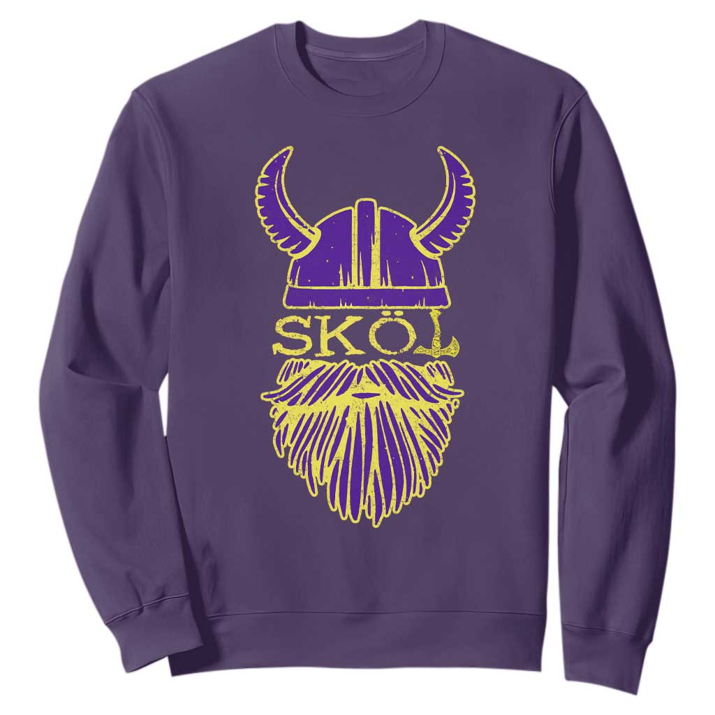 Skol Nordic Scandinavian Warrior Helmet Sweatshirt Retro Football Sports Fan MFV TS10 Purple Print Your Wear