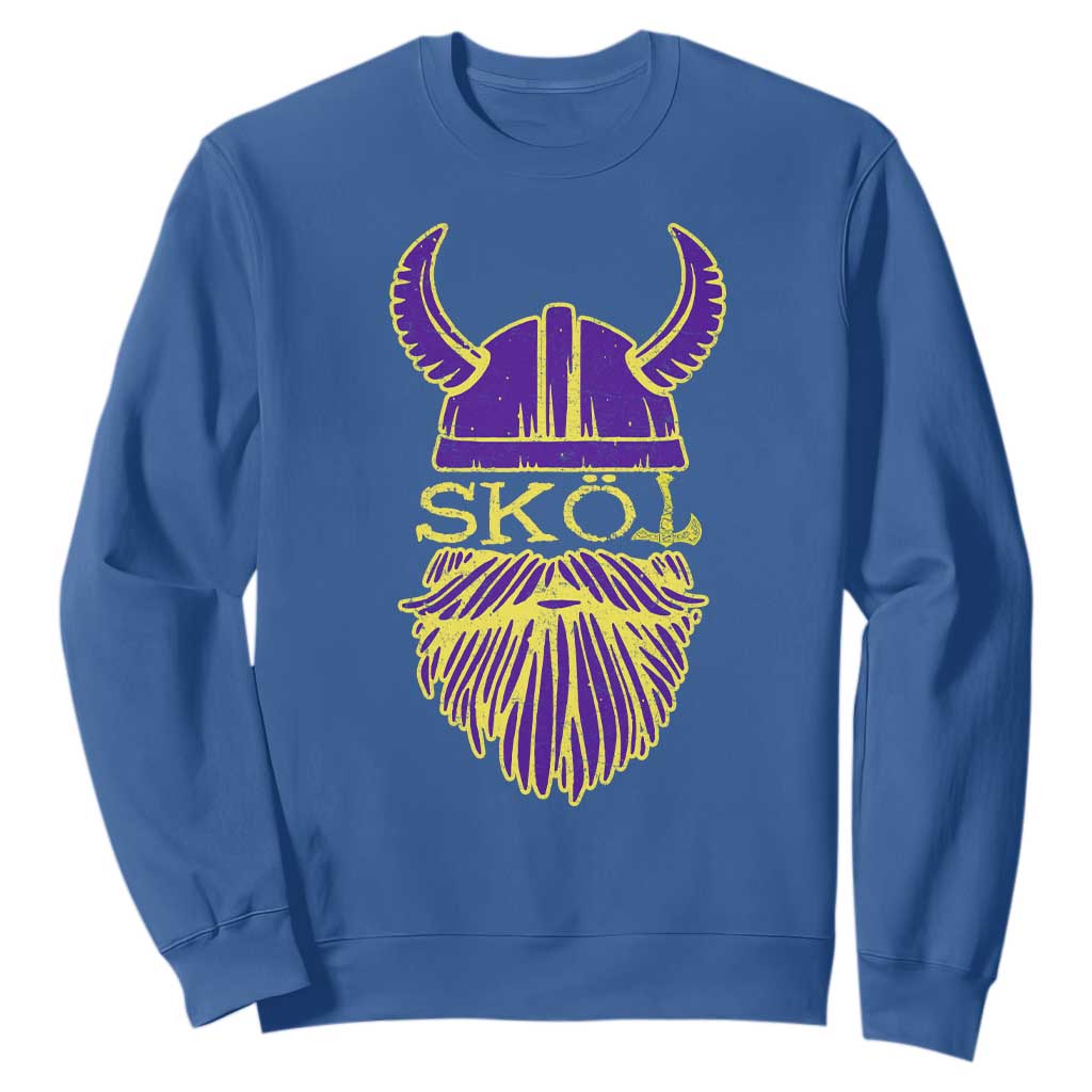 Skol Nordic Scandinavian Warrior Helmet Sweatshirt Retro Football Sports Fan MFV TS10 Royal Blue Print Your Wear