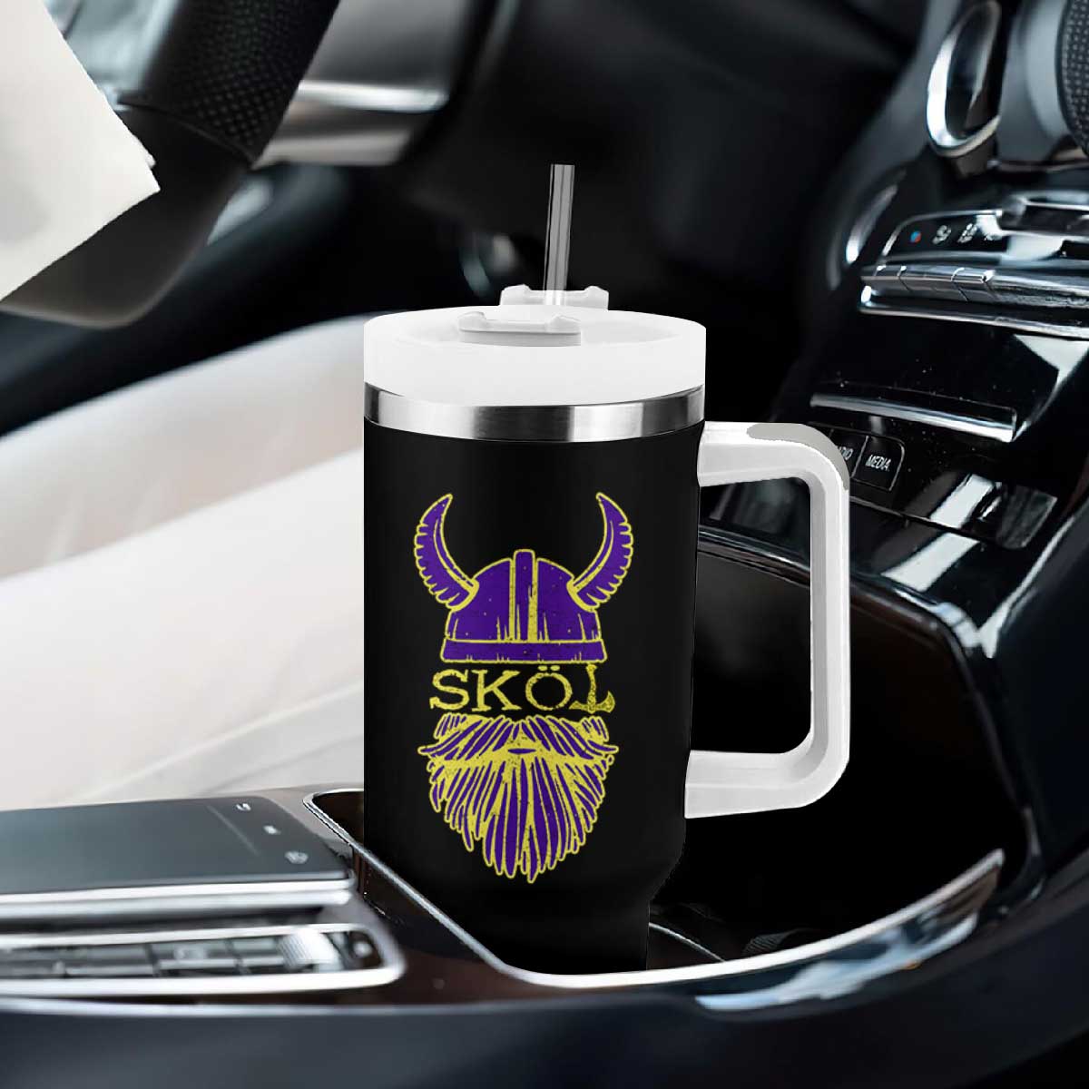Skol Nordic Scandinavian Warrior Helmet Tumbler With Handle Retro Football Sports Fan MFV TS10 Print Your Wear
