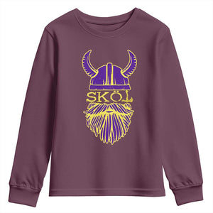 Skol Nordic Scandinavian Warrior Helmet Youth Sweatshirt Retro Football Sports Fan MFV TS10 Maroon Print Your Wear