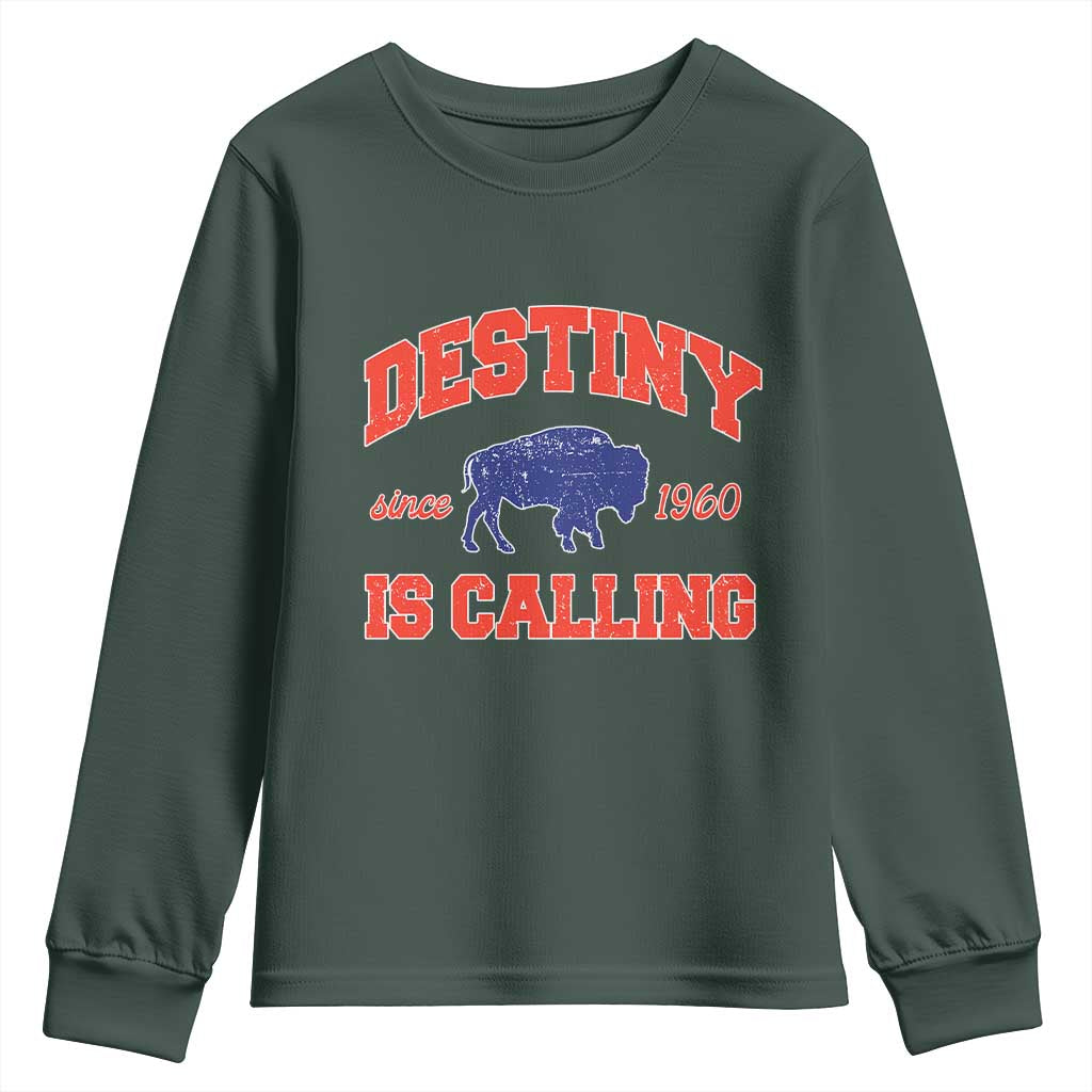 BFB Game Day Youth Sweatshirt Vintage Destiny is Calling Victory Monday TS10 Dark Forest Green Print Your Wear