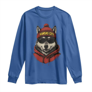 KC Game Day Long Sleeve Shirt Vintage Retro Football Mascot TS10 Royal Blue Print Your Wear