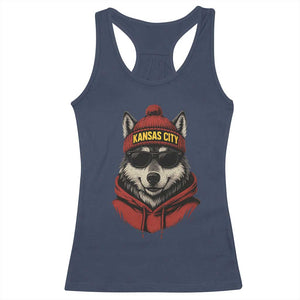 KC Game Day Racerback Tank Top Vintage Retro Football Mascot TS10 Navy Print Your Wear