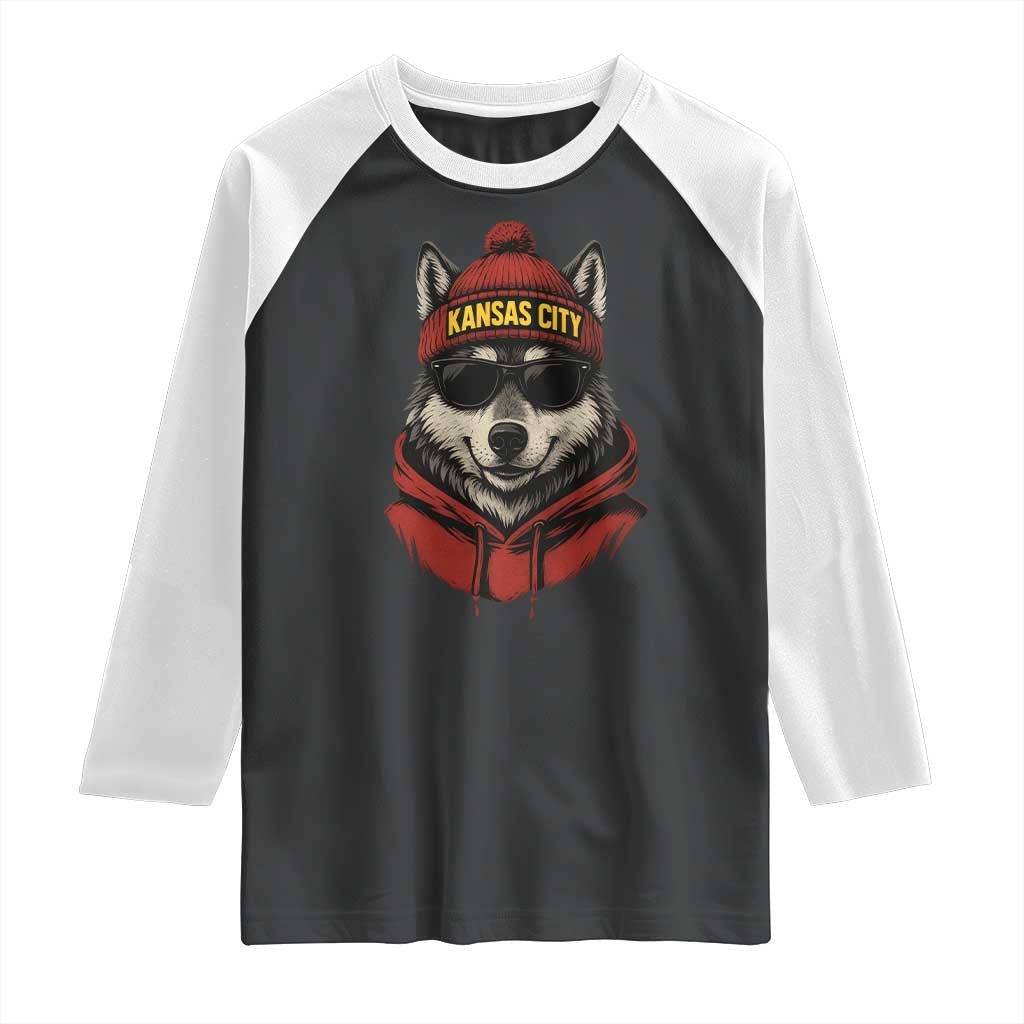 KC Game Day Raglan Shirt Vintage Retro Football Mascot TS10 Black White Print Your Wear