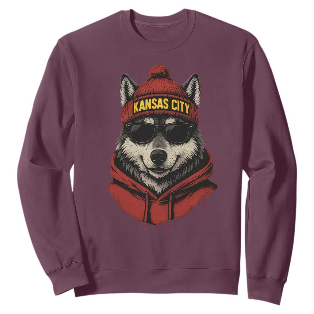 KC Game Day Sweatshirt Vintage Retro Football Mascot TS10 Maroon Print Your Wear