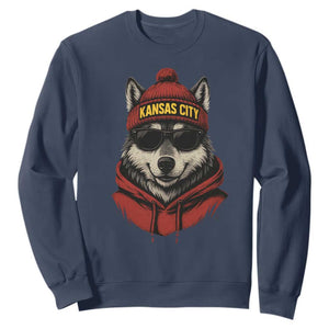 KC Game Day Sweatshirt Vintage Retro Football Mascot TS10 Navy Print Your Wear