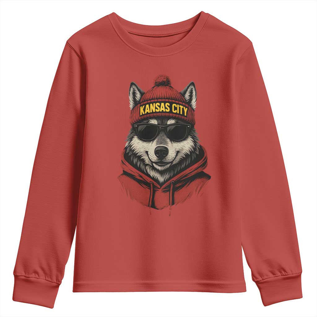 KC Game Day Youth Sweatshirt Vintage Retro Football Mascot TS10 Red Print Your Wear