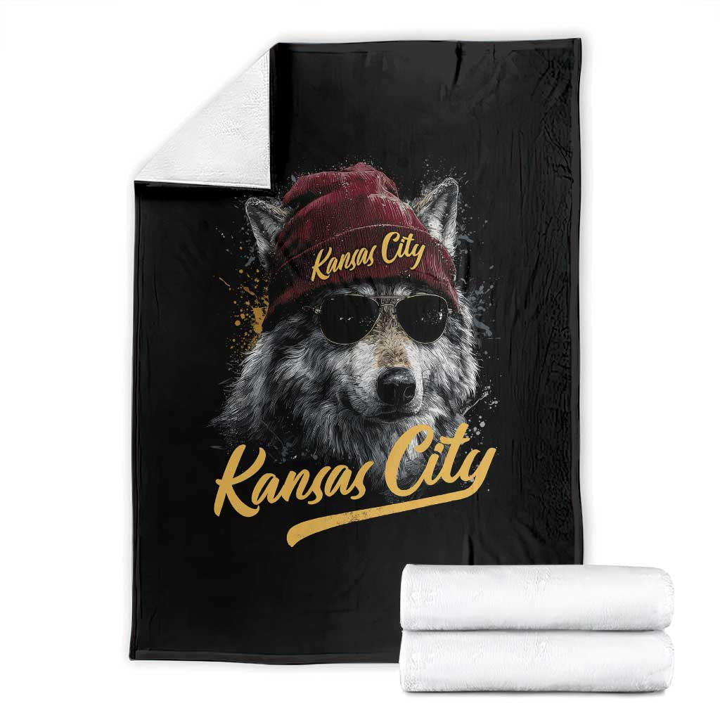 KC Game Day Throw Blanket Retro Vintage Football Watercolors Sport Mascot TS10 Black Print Your Wear