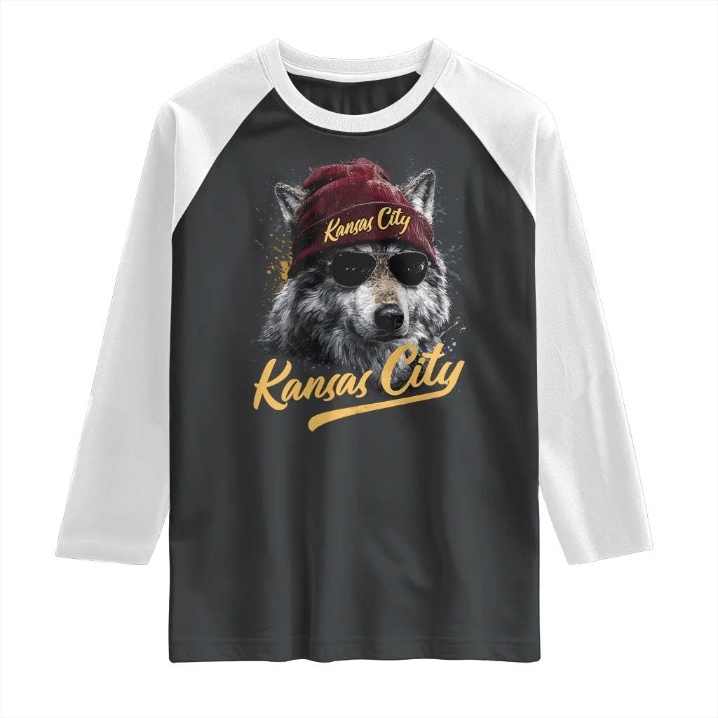 KC Game Day Raglan Shirt Retro Vintage Football Watercolors Sport Mascot TS10 Black White Print Your Wear