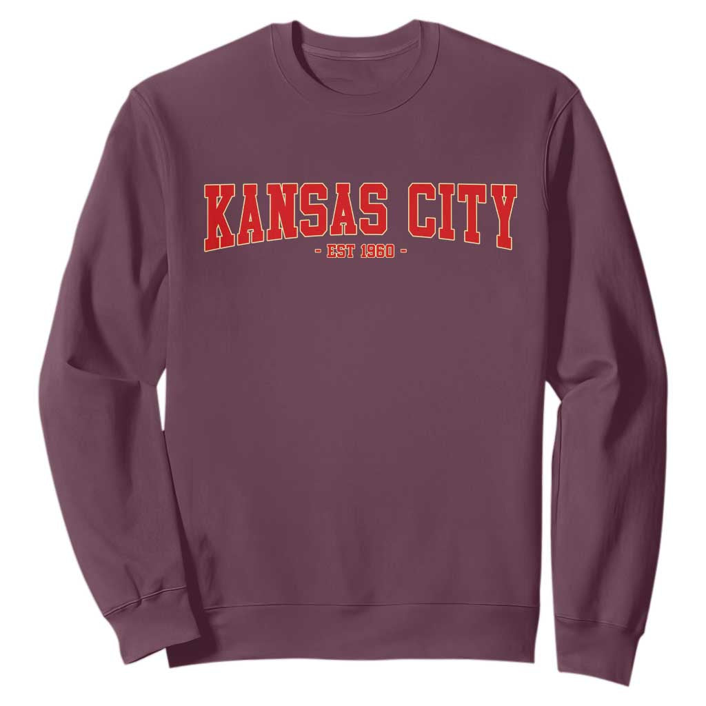 KC Game Day Sweatshirt Retro Style 90s Vintage Unisex Varisty Football TS10 Maroon Print Your Wear