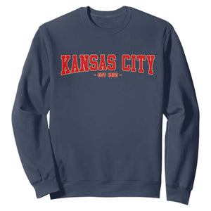 KC Game Day Sweatshirt Retro Style 90s Vintage Unisex Varisty Football TS10 Navy Print Your Wear