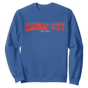 KC Game Day Sweatshirt Retro Style 90s Vintage Unisex Varisty Football TS10 Royal Blue Print Your Wear