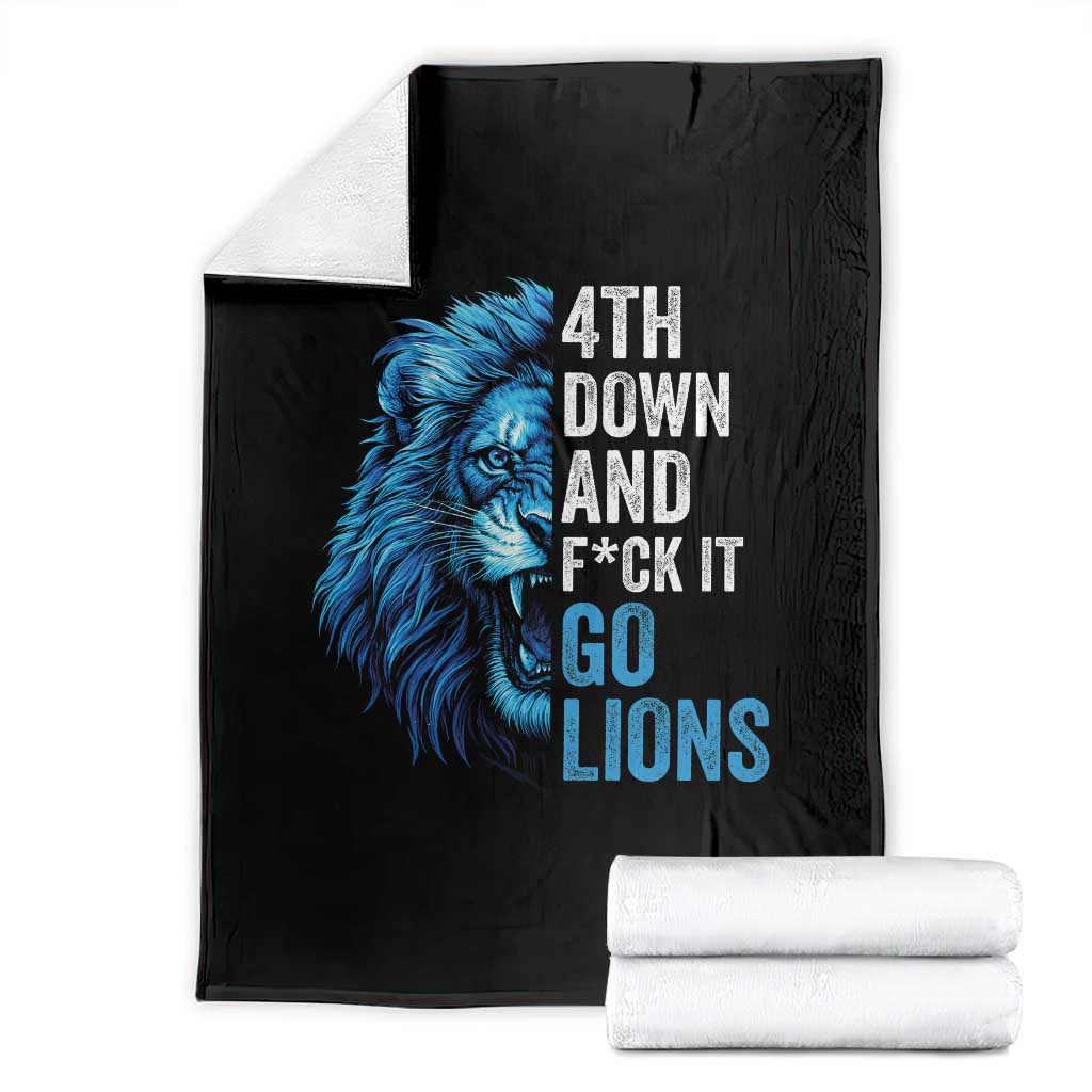 LF Game Day Throw Blanket Funny 4th Down F*ck It Blue Team Sports Fan TS10 Black Print Your Wear