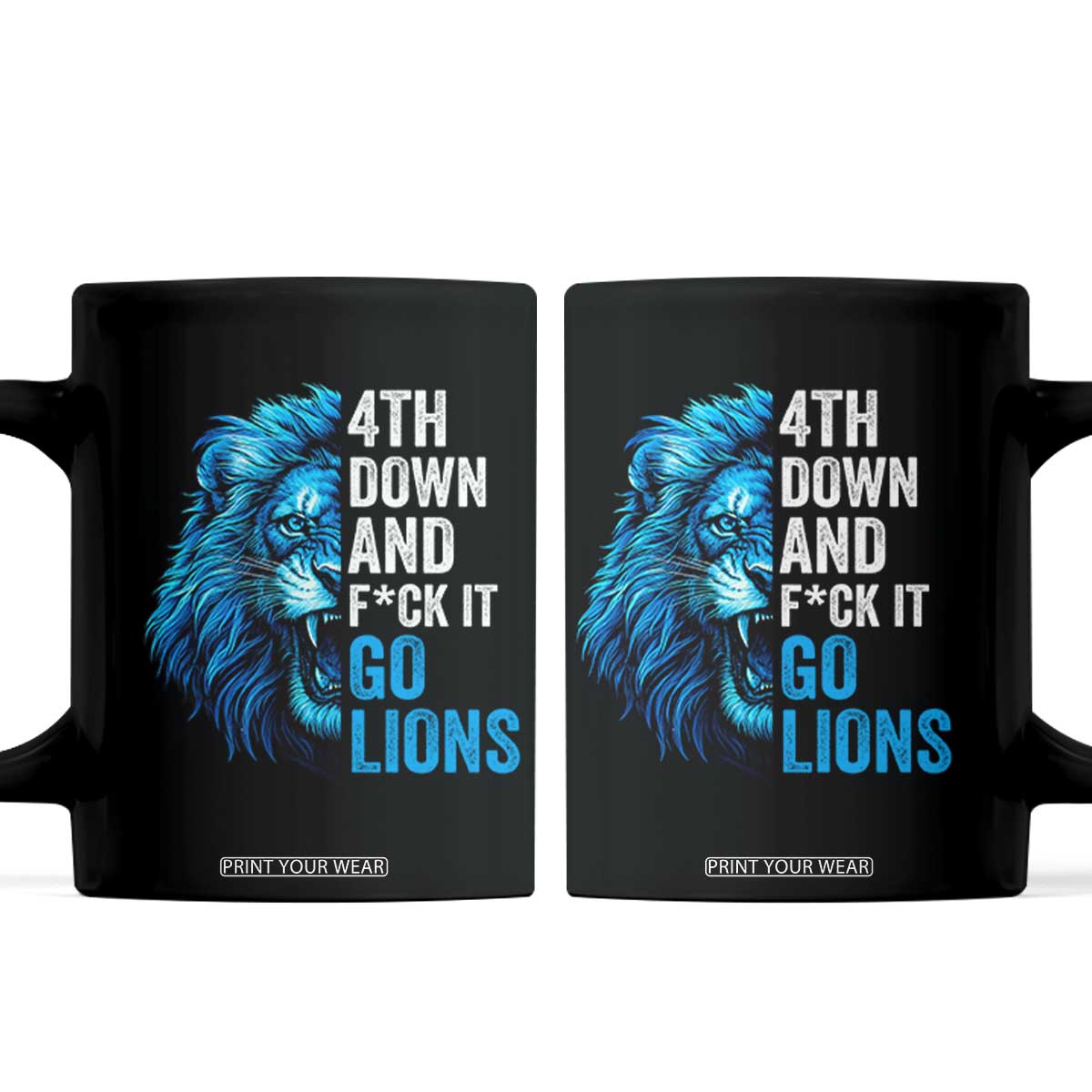 LF Game Day Coffee Mug Funny 4th Down F*ck It Blue Team Sports Fan TS10 Black Print Your Wear