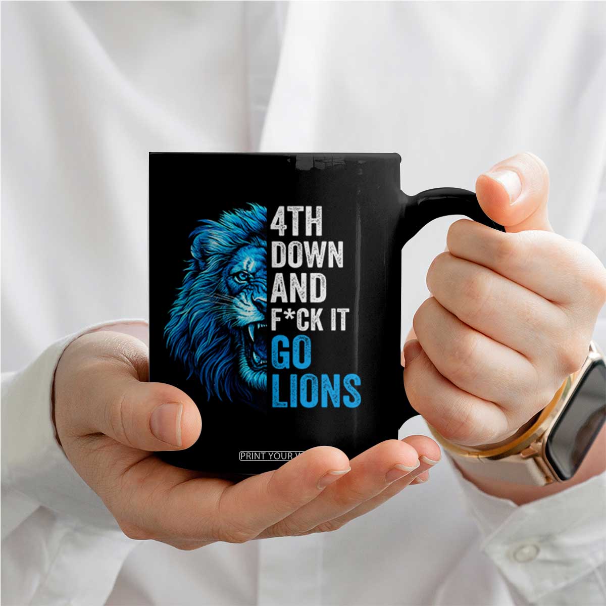 LF Game Day Coffee Mug Funny 4th Down F*ck It Blue Team Sports Fan TS10 Print Your Wear