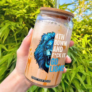 LF Game Day Glass Can Funny 4th Down F*ck It Blue Team Sports Fan TS10 Black Print Your Wear
