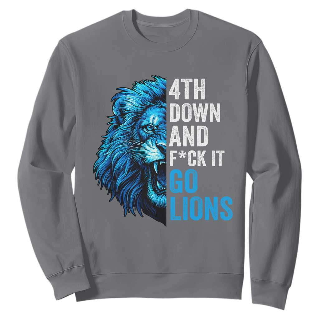 LF Game Day Sweatshirt Funny 4th Down F*ck It Blue Team Sports Fan TS10 Charcoal Print Your Wear