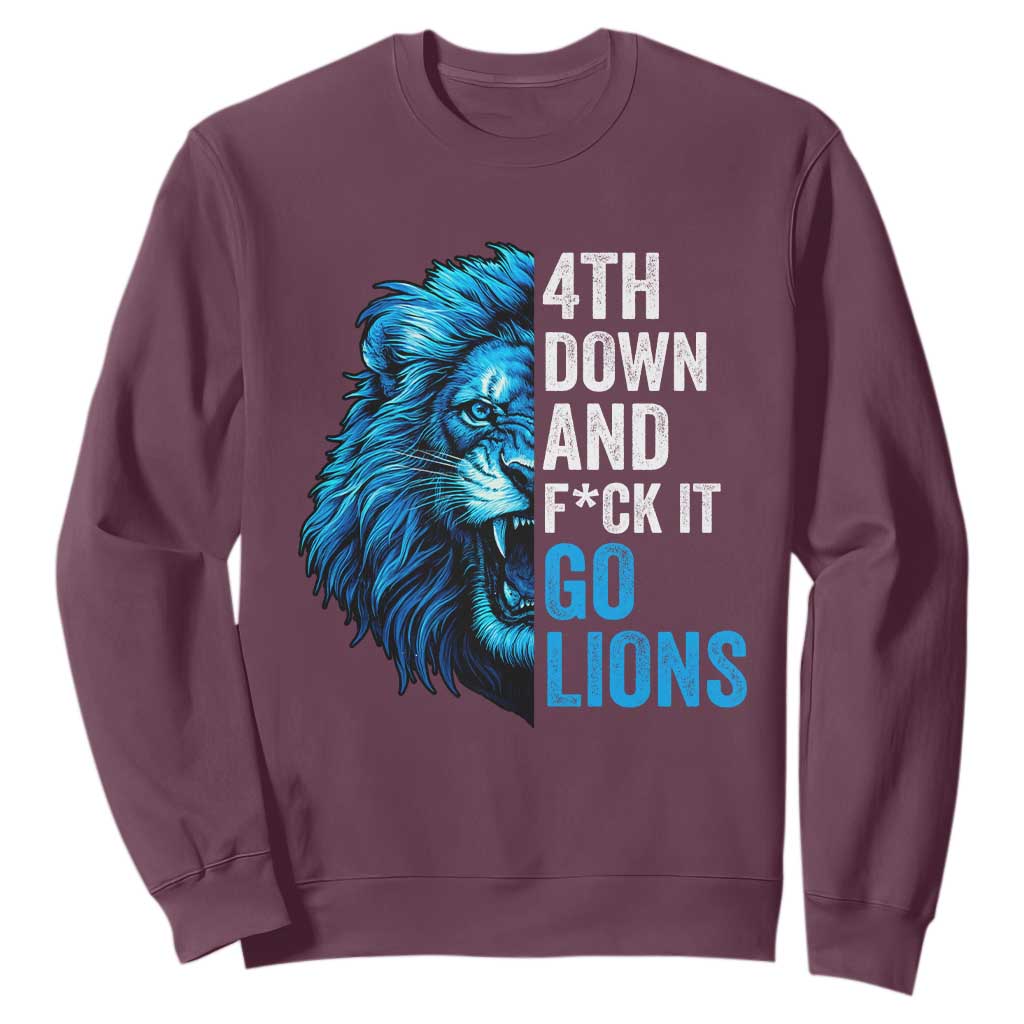 LF Game Day Sweatshirt Funny 4th Down F*ck It Blue Team Sports Fan TS10 Maroon Print Your Wear