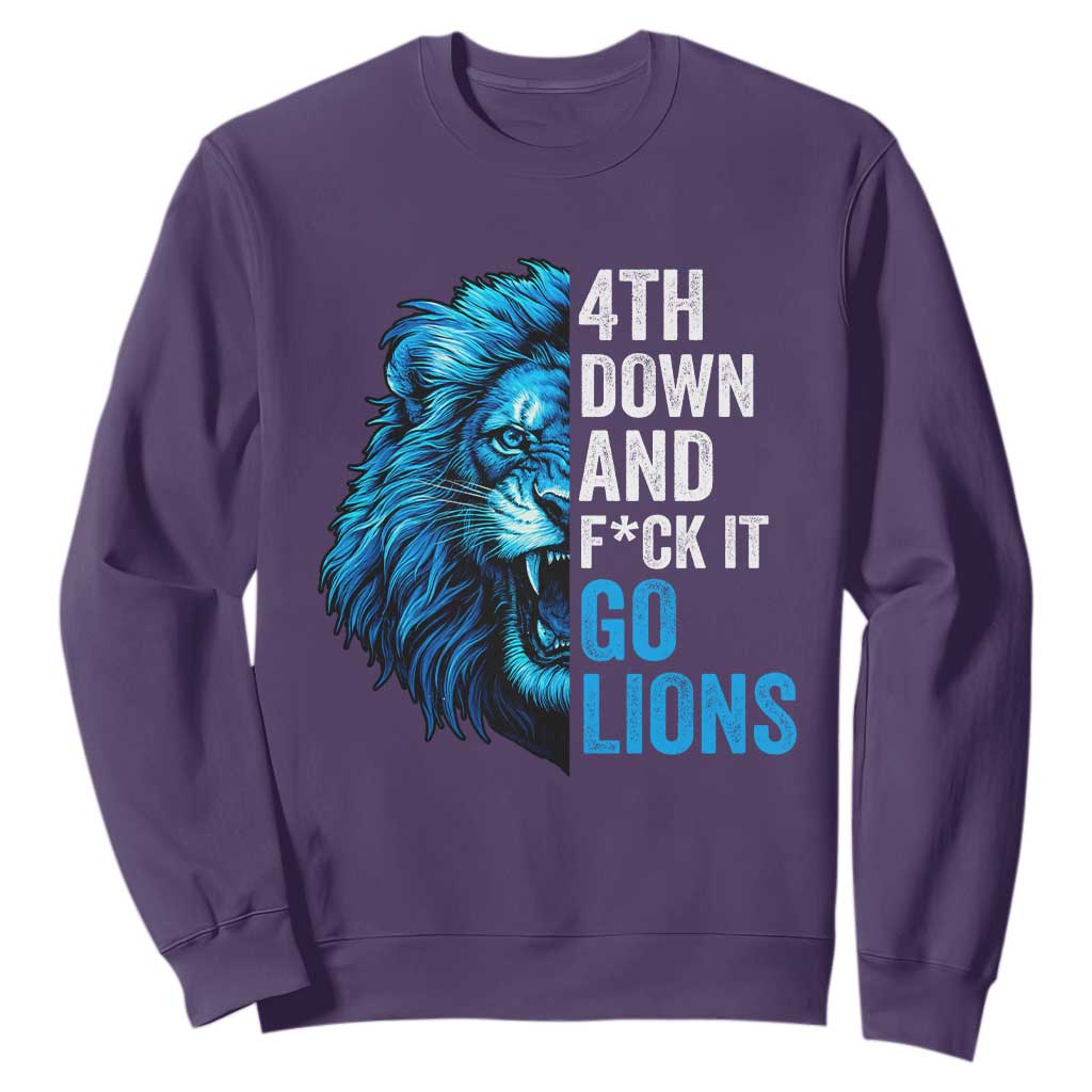 LF Game Day Sweatshirt Funny 4th Down F*ck It Blue Team Sports Fan TS10 Purple Print Your Wear