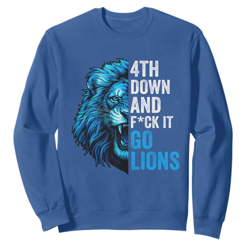 LF Game Day Sweatshirt Funny 4th Down F*ck It Blue Team Sports Fan TS10 Royal Blue Print Your Wear