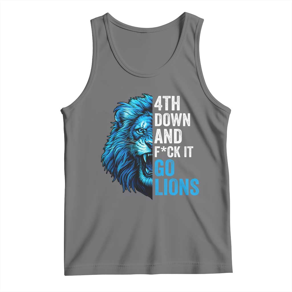 LF Game Day Tank Top Funny 4th Down F*ck It Blue Team Sports Fan TS10 Black Heather Print Your Wear