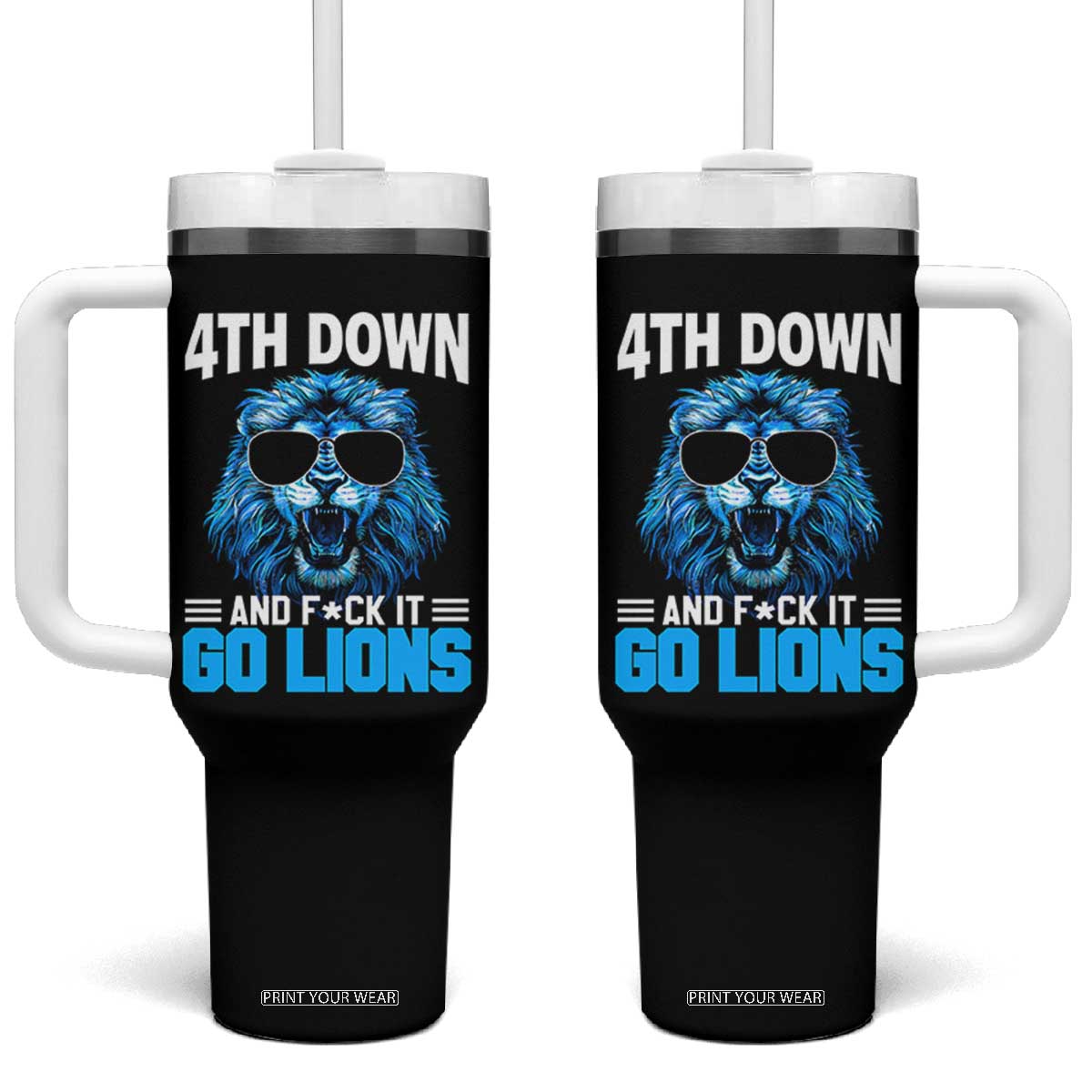 4th Down F*ck It LF Tumbler With Handle Funny Bold Game Day TS10 One Size: 40 oz Black Print Your Wear