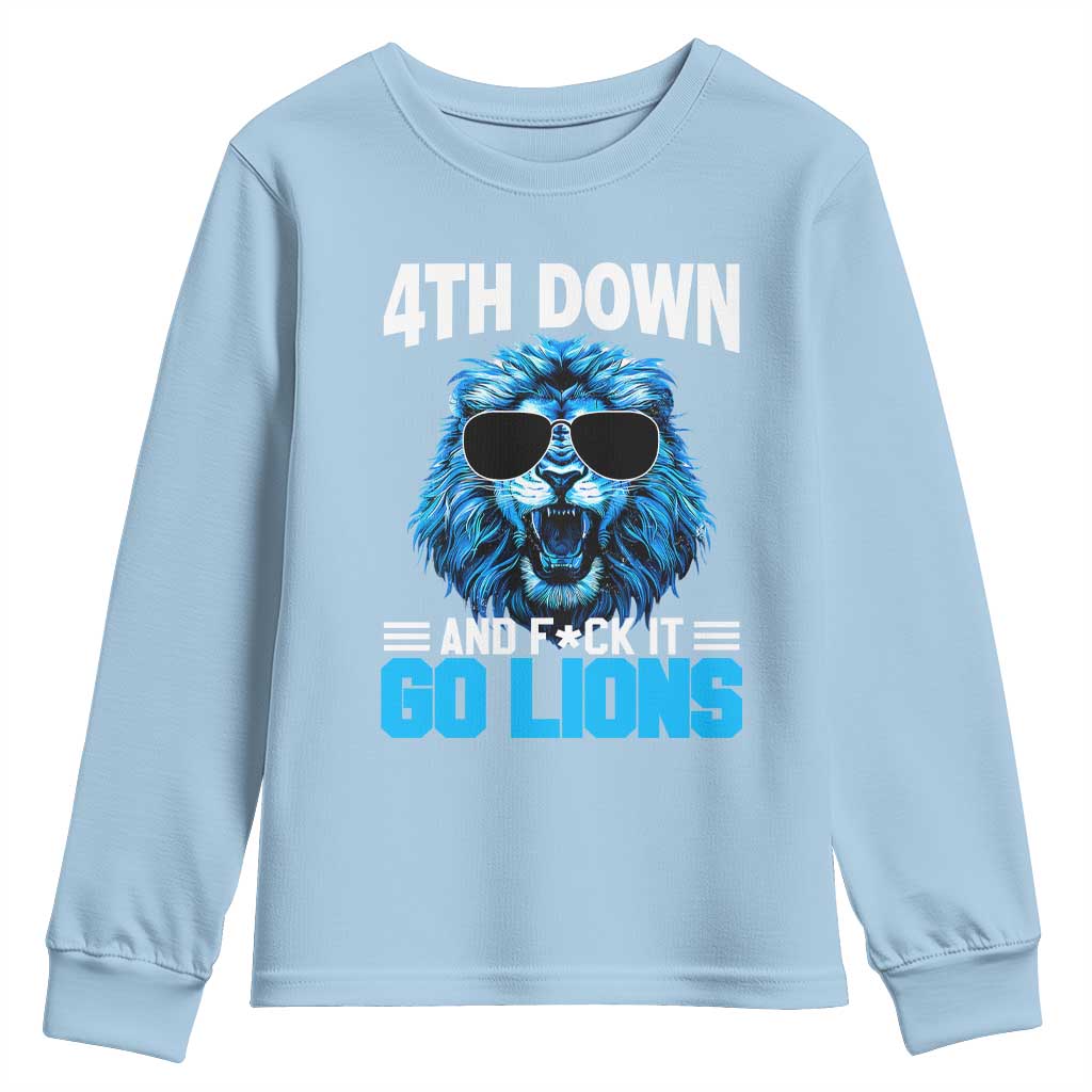 4th Down F*ck It LF Youth Sweatshirt Funny Bold Game Day TS10 Light Blue Print Your Wear