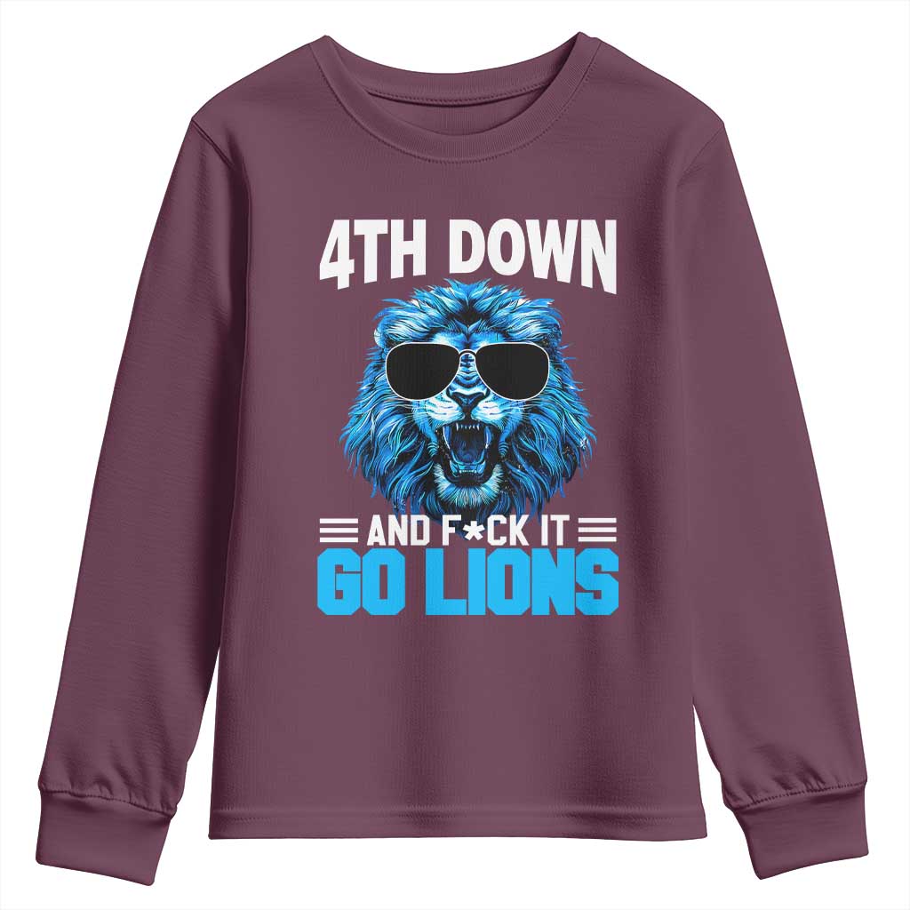 4th Down F*ck It LF Youth Sweatshirt Funny Bold Game Day TS10 Maroon Print Your Wear