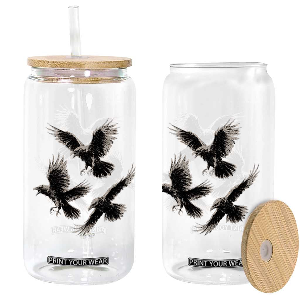 Flying Raven Crow Glass Can Vintage Dark Academia Gothic Black Bird Graphic TS10 Print Your Wear