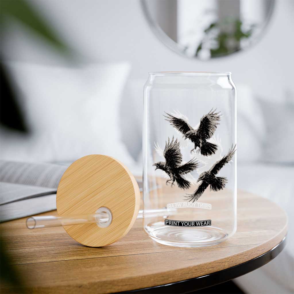 Flying Raven Crow Glass Can Vintage Dark Academia Gothic Black Bird Graphic TS10 Print Your Wear