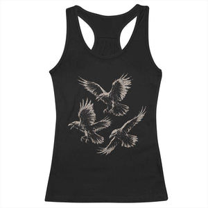 Flying Raven Crow Racerback Tank Top Vintage Dark Academia Gothic Black Bird Graphic TS10 Black Print Your Wear