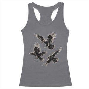 Flying Raven Crow Racerback Tank Top Vintage Dark Academia Gothic Black Bird Graphic TS10 Charcoal Print Your Wear