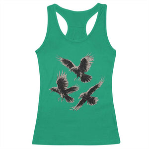 Flying Raven Crow Racerback Tank Top Vintage Dark Academia Gothic Black Bird Graphic TS10 Irish Green Print Your Wear