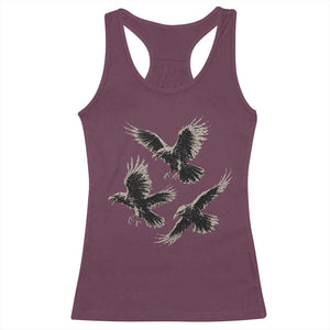 Flying Raven Crow Racerback Tank Top Vintage Dark Academia Gothic Black Bird Graphic TS10 Maroon Print Your Wear