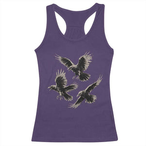 Flying Raven Crow Racerback Tank Top Vintage Dark Academia Gothic Black Bird Graphic TS10 Purple Print Your Wear