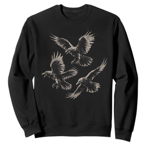 Flying Raven Crow Sweatshirt Vintage Dark Academia Gothic Black Bird Graphic TS10 Black Print Your Wear