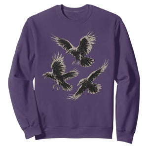 Flying Raven Crow Sweatshirt Vintage Dark Academia Gothic Black Bird Graphic TS10 Purple Print Your Wear