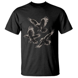 Flying Raven Crow T Shirt Vintage Dark Academia Gothic Black Bird Graphic TS10 Black Print Your Wear