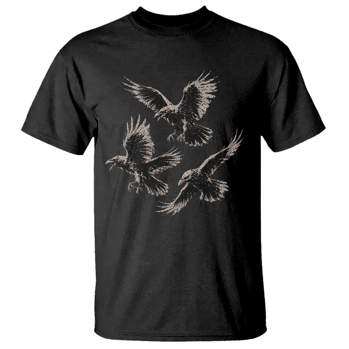Flying Raven Crow T Shirt Vintage Dark Academia Gothic Black Bird Graphic TS10 Black Print Your Wear