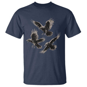 Flying Raven Crow T Shirt Vintage Dark Academia Gothic Black Bird Graphic TS10 Navy Print Your Wear