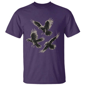Flying Raven Crow T Shirt Vintage Dark Academia Gothic Black Bird Graphic TS10 Purple Print Your Wear