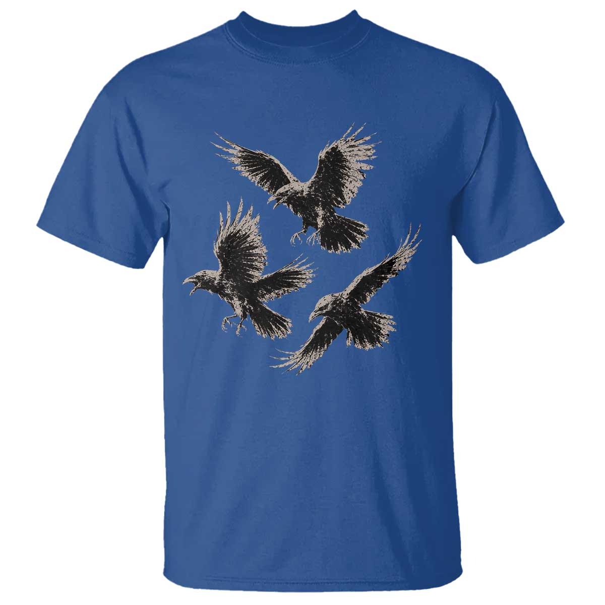 Flying Raven Crow T Shirt Vintage Dark Academia Gothic Black Bird Graphic TS10 Royal Blue Print Your Wear