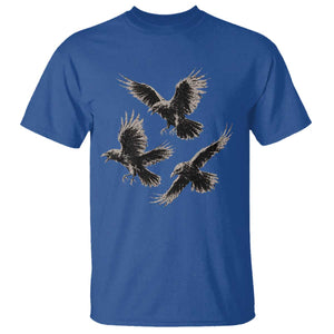 Flying Raven Crow T Shirt Vintage Dark Academia Gothic Black Bird Graphic TS10 Royal Blue Print Your Wear