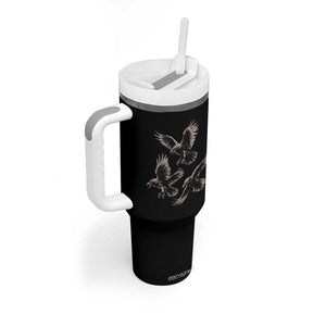 Flying Raven Crow Tumbler With Handle Vintage Dark Academia Gothic Black Bird Graphic TS10 Print Your Wear