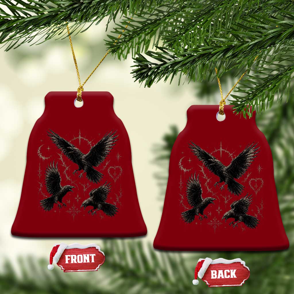Flying Raven Crow Ceramic Ornament Black Bird Gothic Occult Cyber Y2K Dark Academia Ravens Graphic TS10 Print Your Wear