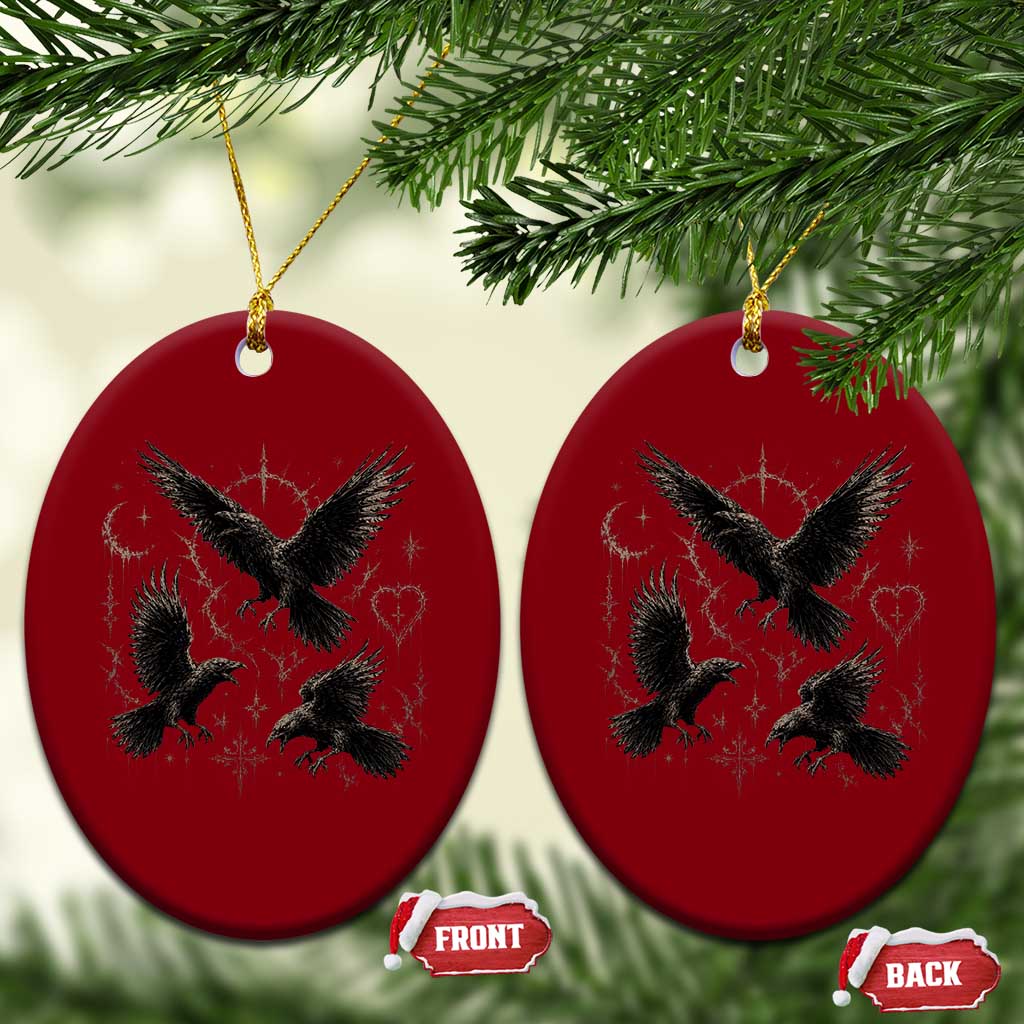 Flying Raven Crow Ceramic Ornament Black Bird Gothic Occult Cyber Y2K Dark Academia Ravens Graphic TS10 Print Your Wear