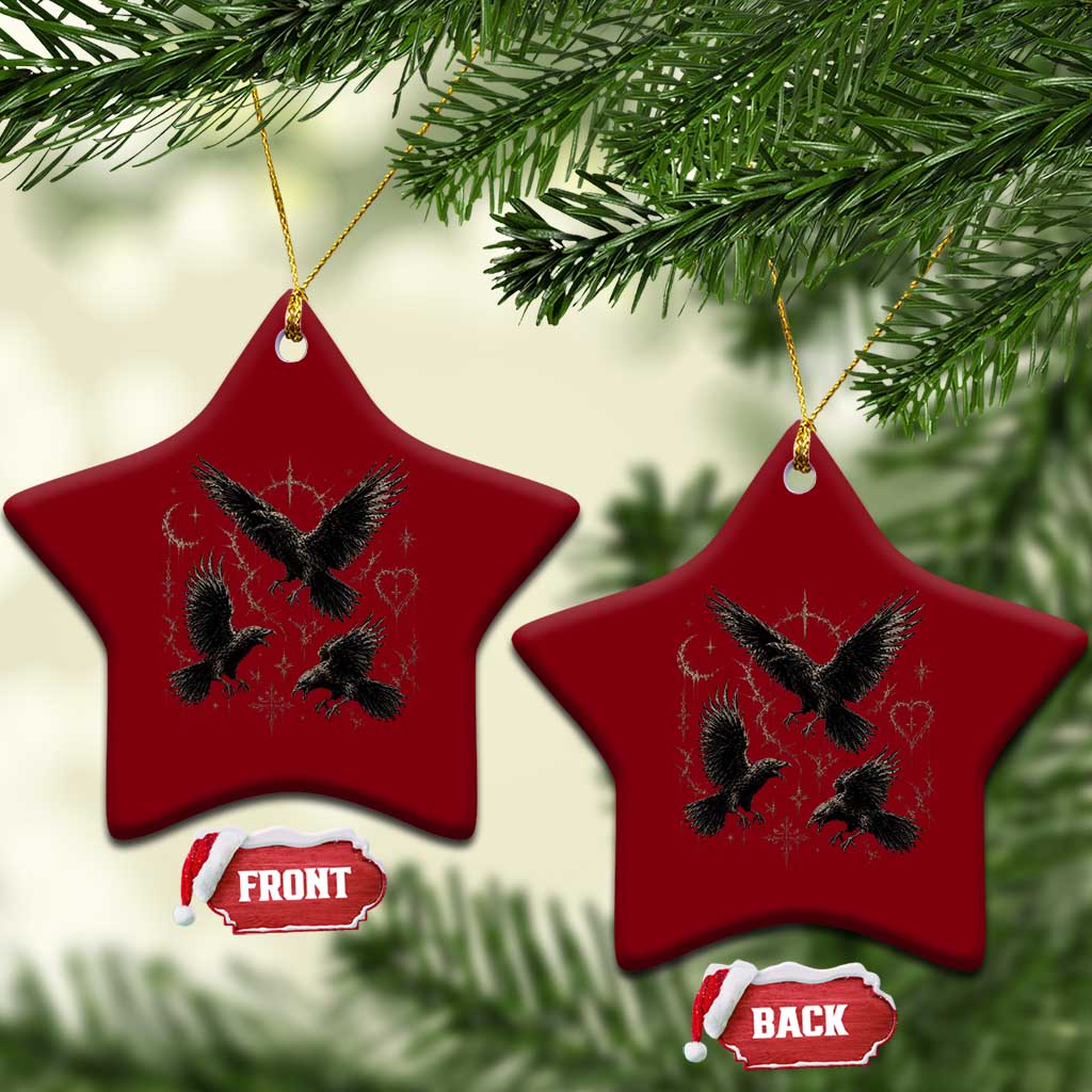 Flying Raven Crow Ceramic Ornament Black Bird Gothic Occult Cyber Y2K Dark Academia Ravens Graphic TS10 Print Your Wear