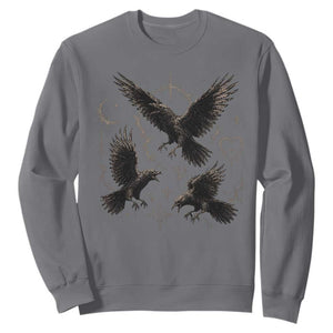 Flying Raven Crow Sweatshirt Black Bird Gothic Occult Cyber Y2K Dark Academia Ravens Graphic TS10 Charcoal Print Your Wear