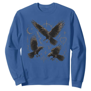 Flying Raven Crow Sweatshirt Black Bird Gothic Occult Cyber Y2K Dark Academia Ravens Graphic TS10 Royal Blue Print Your Wear